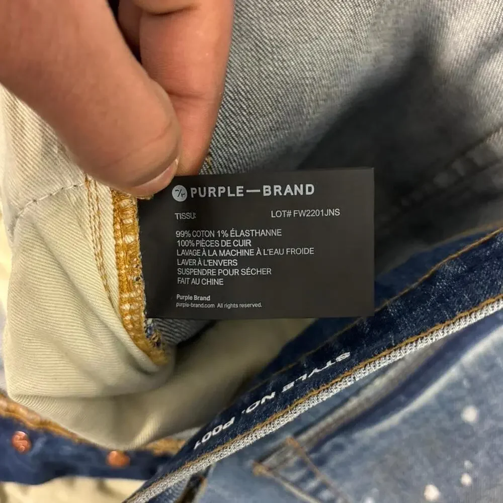 purple brand p001 painted skinny designer jeans